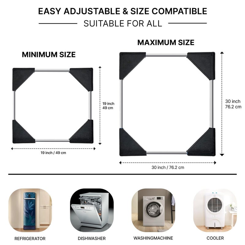 ZOLMIX ZOLMIX Adjustable Stainless Steel HeavyDuty Fridge Stand Washing Machine Trolley Refrigerator Dishwasher 24 Wheels Suitable for Front Top Load Washing Machine Anti Vibration Grips Rustproof  - Image 2