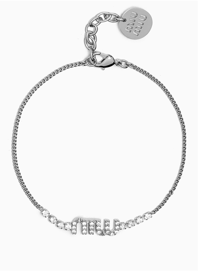 MIU - Logo Crystal Bracelet in Metal - Image 1