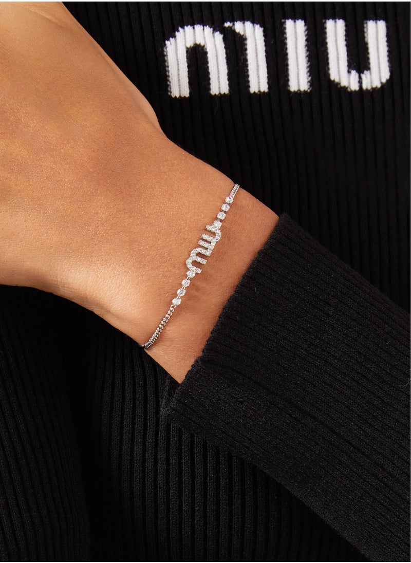 MIU - Logo Crystal Bracelet in Metal - Image 1