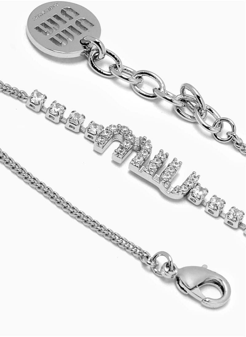 MIU - Logo Crystal Bracelet in Metal - Image 1