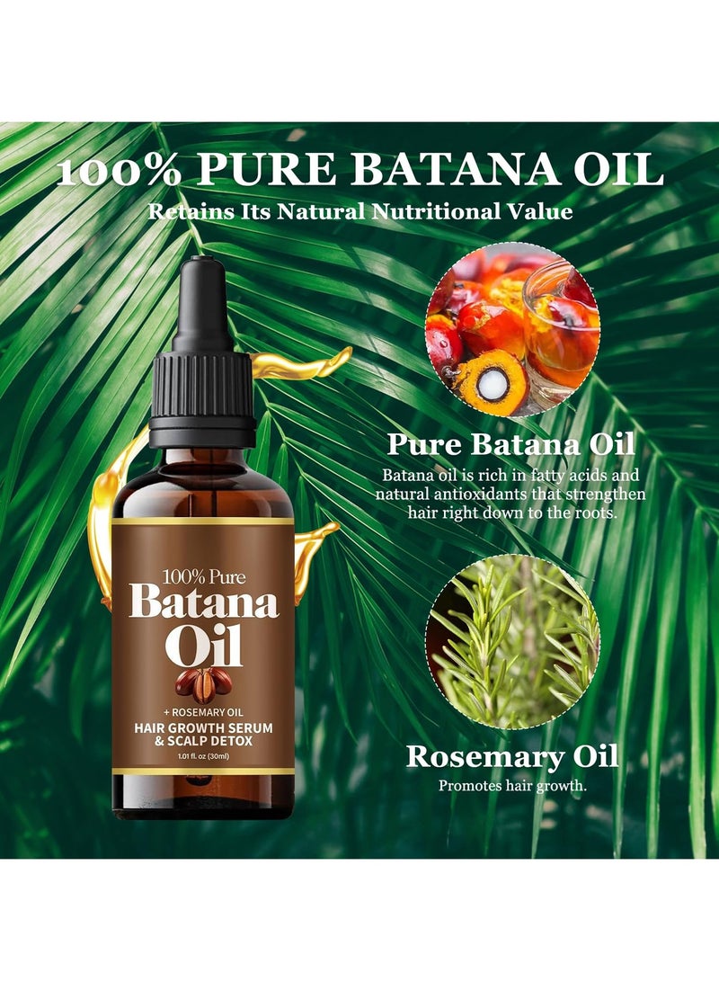 Rosemary Hair Oil for Hair Growth - 100% Pure Organic Batana Oil - Reduce Hair Loss and Detox Your Scalp- Eliminates Split Ends & Increases Shine,For all Hair Types  (30mL)