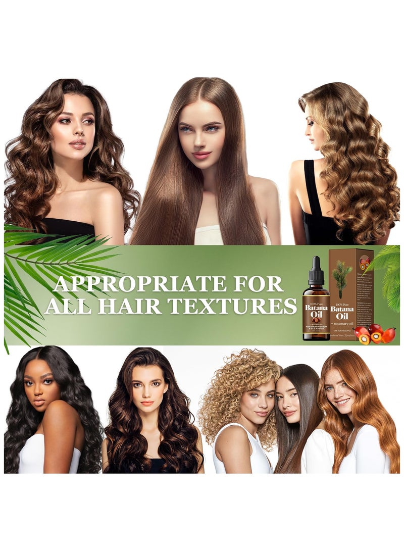 Rosemary Hair Oil for Hair Growth - 100% Pure Organic Batana Oil - Reduce Hair Loss and Detox Your Scalp- Eliminates Split Ends & Increases Shine,For all Hair Types  (30mL)