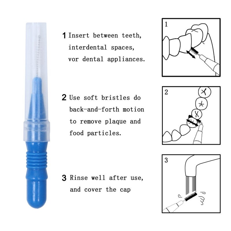 ewinever 50 Count Interdental Brush,Toothpick Tooth Flossing Head Oral Dental Hygiene Brush, Tooth Cleaning Tool (Red+Blue) - Image 5