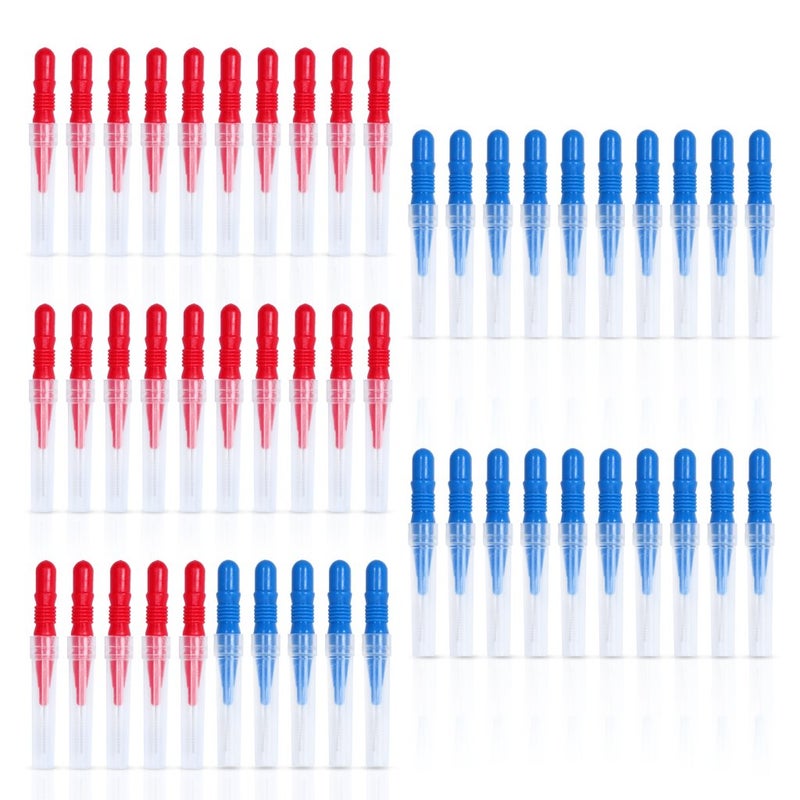 ewinever 50 Count Interdental Brush,Toothpick Tooth Flossing Head Oral Dental Hygiene Brush, Tooth Cleaning Tool (Red+Blue) - Image 1