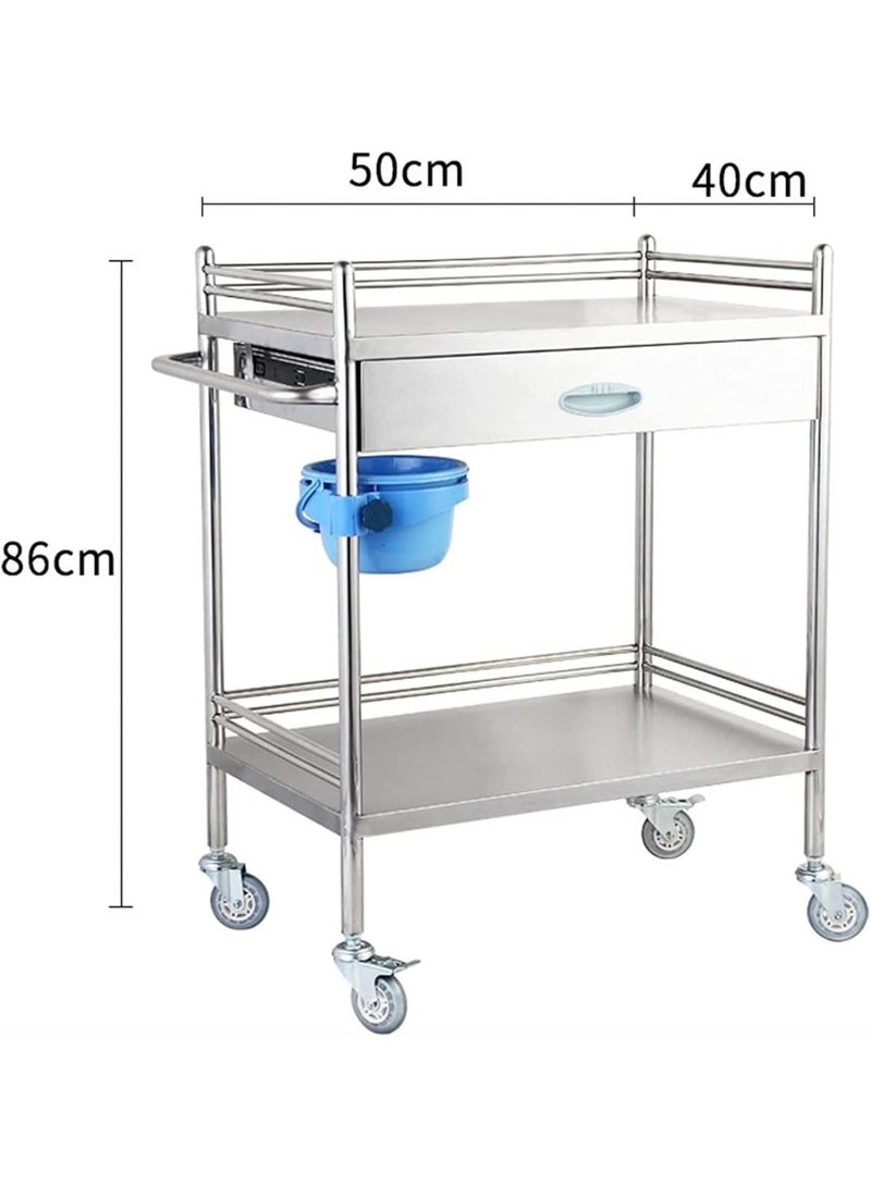 BIONEX 2-Layer Stainless Steel Laboratory Trolley with Drawers & Wheels – Multi-Purpose Utility Cart - Image 2