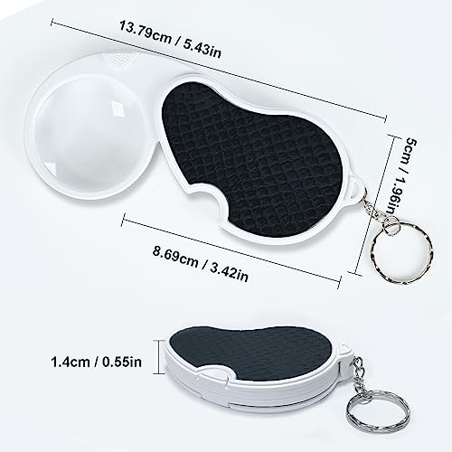 TECHSHARE Magnifying Glass with Light, Lighted Magnifying Glass, 5X Handheld Pocket Magnifier Small Illuminated Folding Hand Held Lighted Magnifier for Reading Coins Hobby Travel - 45 Mm Diameter - Image 4