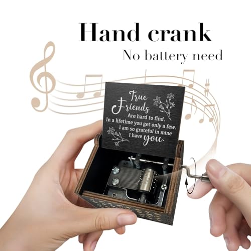 STORE 2508 Store2508 Wooden Vintage Hand Cranked Music Box – True Friends - You are My Sunshine – Gift for Best Friend - Image 2