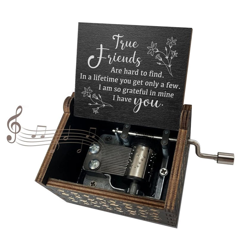 STORE 2508 Store2508 Wooden Vintage Hand Cranked Music Box – True Friends - You are My Sunshine – Gift for Best Friend - Image 5