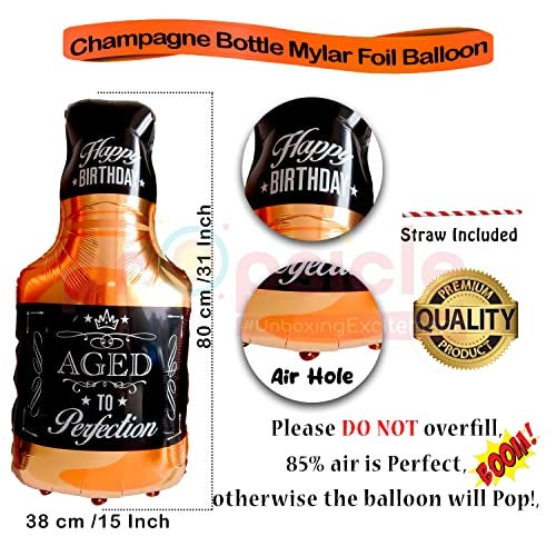 Propsicle Aged to Perfection Foil Balloon Pack of 5 Black 36" Inch Whiskey Bottle Balloon Set Happy Birthday Party Decoration Item - Image 3