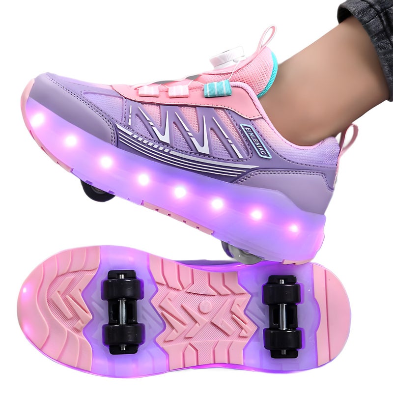 أحذية الكعب للأطفال للأولاد ، أحذية LED الضوء ، شحن USB ، التزلج بالأسطوانة الطلابية للبنات ، التزلج بالأسطوانة ، الأضواء المبهرة ، نموذج Kidsren - Image 5