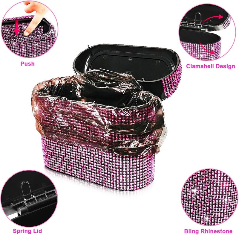 accmor Car Trash Can with Lid, Mini Auto Dustbin Garbage Can, Car Accessories for Interior, Vehicle Can Garbage Bin with 30pcs Trash Bags, Multipurpose Organizers for Home, Office, Cars, SUV, Truck - Image 5
