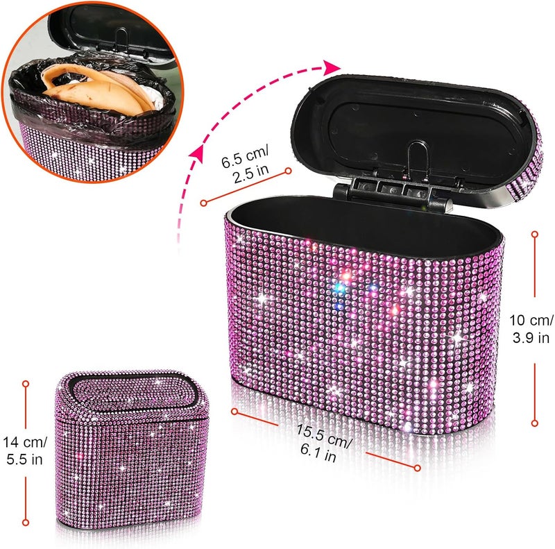 accmor Car Trash Can with Lid, Mini Auto Dustbin Garbage Can, Car Accessories for Interior, Vehicle Can Garbage Bin with 30pcs Trash Bags, Multipurpose Organizers for Home, Office, Cars, SUV, Truck - Image 3