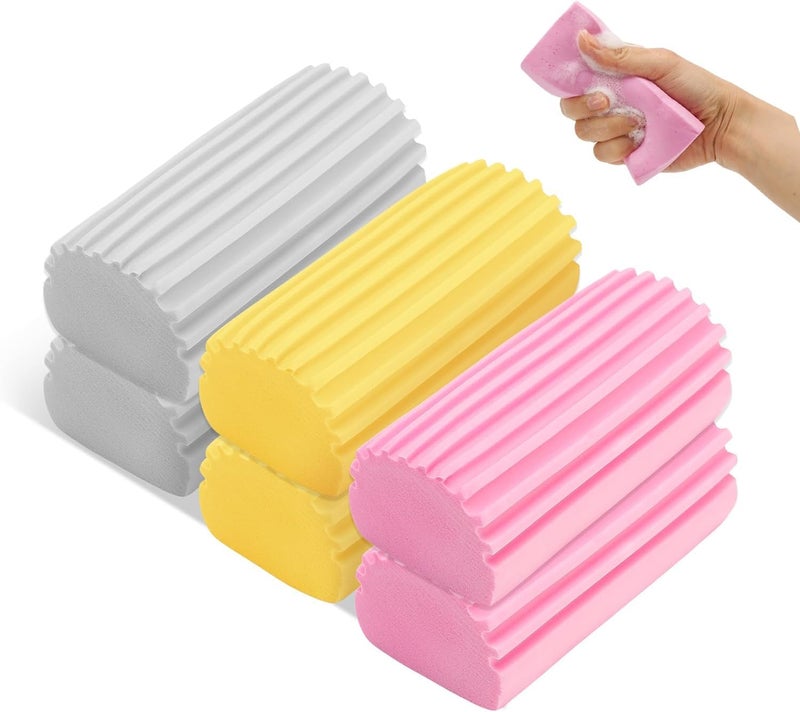 Wrixty Wrixty Damp Clean Duster Sponge Cleaning Brush Scraping Duster Sponge for Cleaning Venetian Wooden Blinds Vents Radiators Skirting Boards Mirrors and Cobwebs Traps Dust Multi Colors 2 