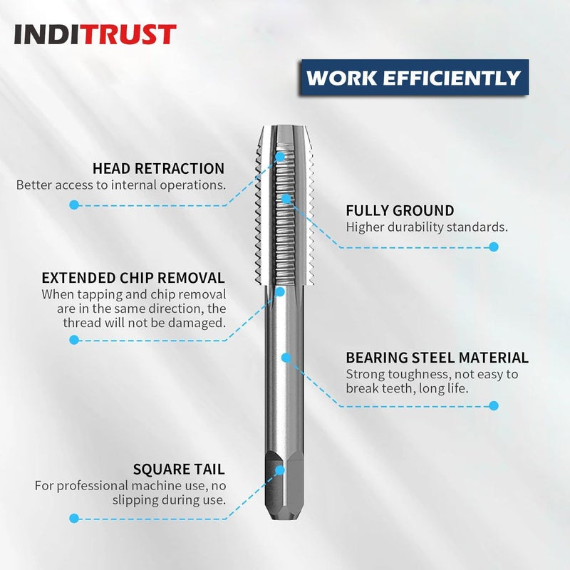 Inditrust Tap Wrench Set, 8 Pieces, M3-M12 Thread Metric Plug Tap and Drill Bits, Adjustable 1/8-1/2 inch - Image 3