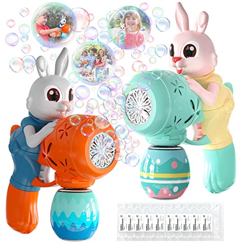 IFLOVE Bubble Guns for Toddlers2pcs Rabbit Bubble Machine for KidsAutomatic Bubble Blower with 10 Bubble SolutionsOutdoor Toys Easter Baskets Stuffers Gift for Age 3 4 5 6 7 8 Years Old Boys Girls - Image 1