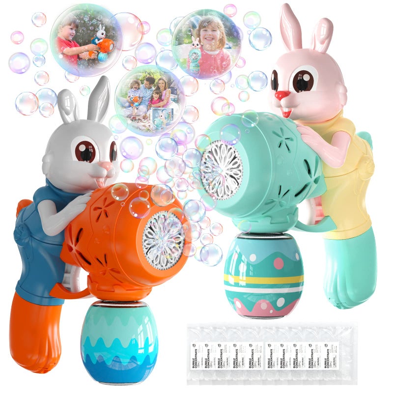 IFLOVE Bubble Guns for Toddlers2pcs Rabbit Bubble Machine for KidsAutomatic Bubble Blower with 10 Bubble SolutionsOutdoor Toys Easter Baskets Stuffers Gift for Age 3 4 5 6 7 8 Years Old Boys Girls - Image 3
