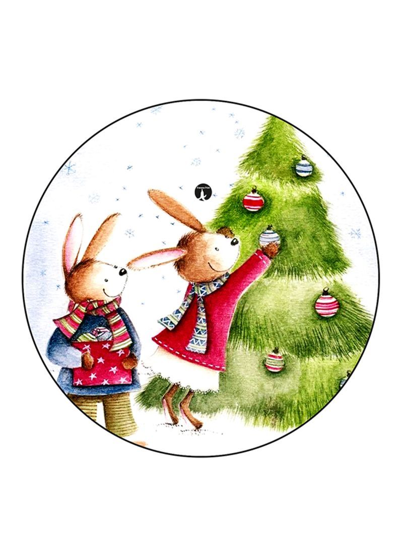 RKN Rabbits Printed Mouse Pad Round  Multicolour
