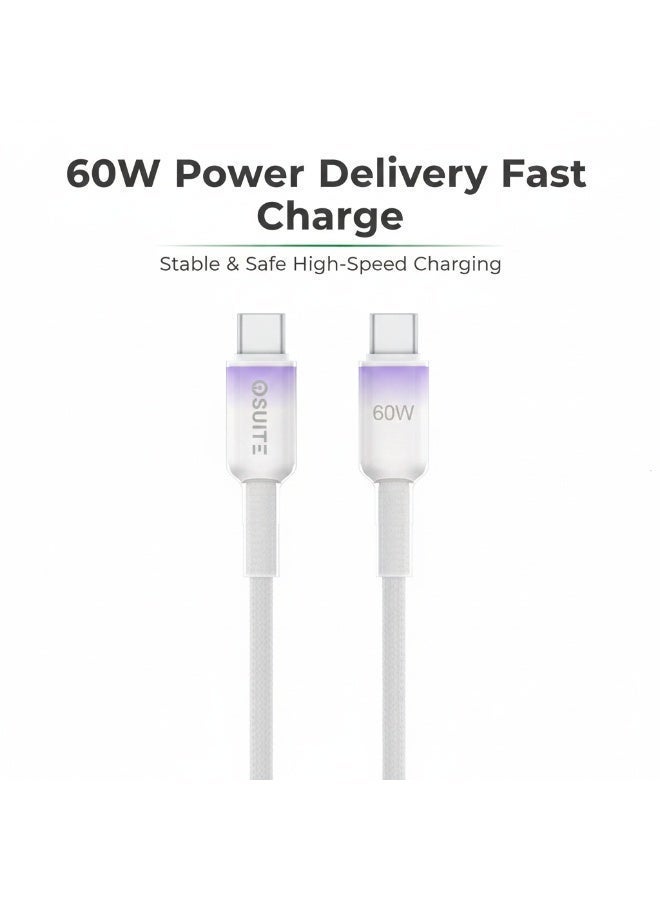 iOsuite USB-C to USB-C Cable 1.2M, 60W Power Delivery PD Fast Charging, Gradient Clear Design, Compatible with iPhone 17 / 16 / 15 Series, iPad, MacBook, Samsung Galaxy & USB-C Devices – Purple - Image 1