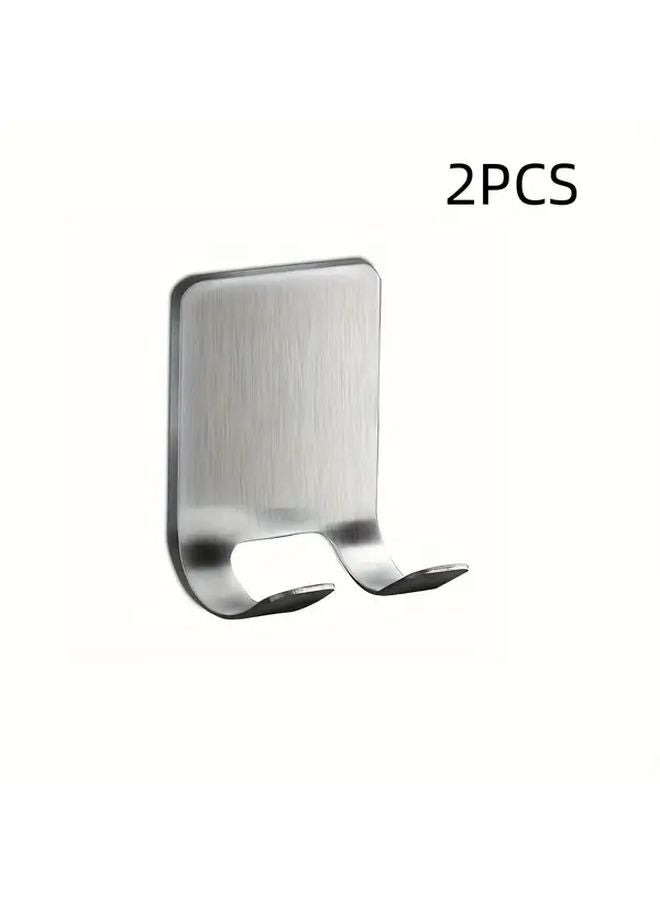2PC Stainless Steel Razor Holder Wall Mounted No Drill Shaving Blade Organizer Modern Bathroom Accessory - Image 1