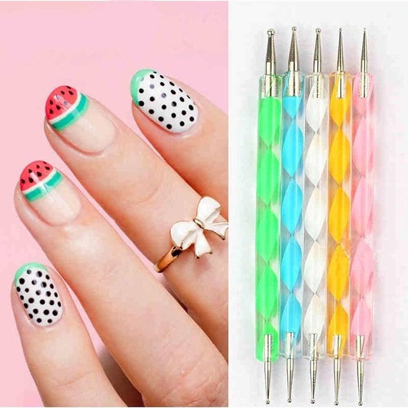 DBZ D.B.Z. Nail art kit 48 Glass Bottles Glitter Stones 100 Nails 10 Nail Tipping Guide 15 Brush 5 Dotting with Glue (Nail Art Kit) - Image 2