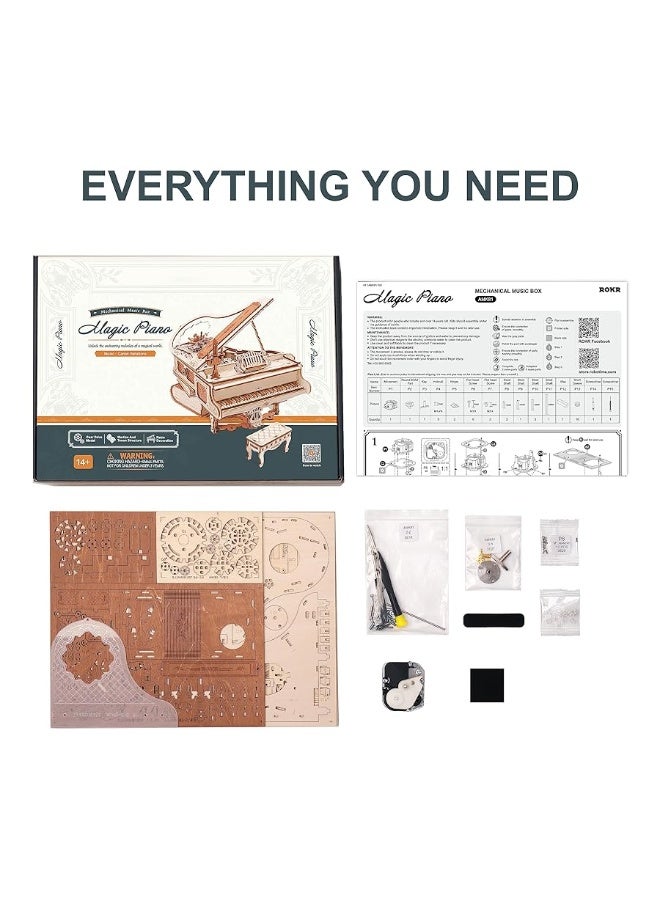 RoWood 3D Puzzles for Adults Wooden Magic Piano Model Kits Mechanical Wooden Puzzles Gifts for Adults Puzzle Music Box for Adults TeensFriends - Image 5