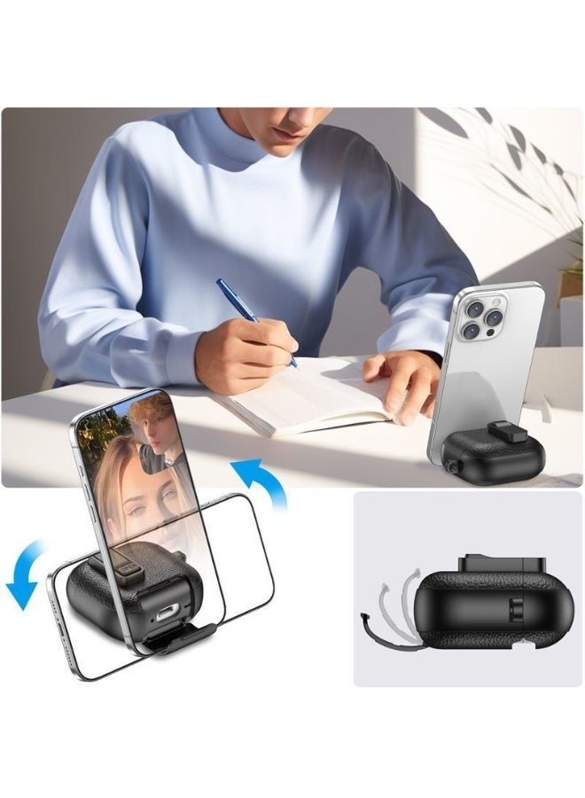 AirPods Pro 3 Locking Leather Case with Carabiner & Phone Stand - Anti-Loss Secure Cover for Apple AirPods Charging Case (Black) - Image 5