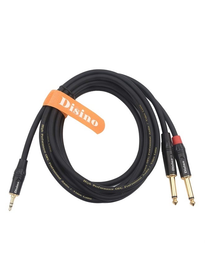 Disino - 1/8 Inch TRS Stereo to Dual 1/4 inch TS Mono Y-Splitter Cable 3.5mm Aux Mini Jack Stereo Breakout Cable Path Cords - 6 feet - Image 1