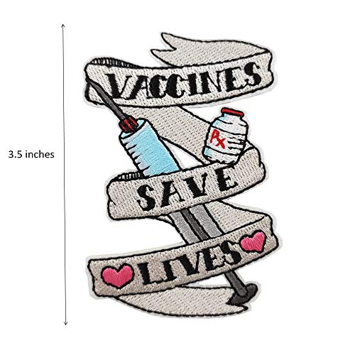 Cute-Patch Vaccines Save Lives Embroidered Iron on Patch Phlebotomist Injection Nurse Gifts - Image 2