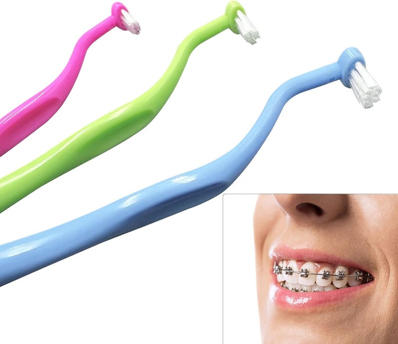 HRASY Orthodontic Toothbrush Small Tuft Toothbrush Tiny Compact Interspace Brush for Dental Implants, Braces and Teeth Detail Cleaning, 4 Pieces (4 Colors D) - Image 2
