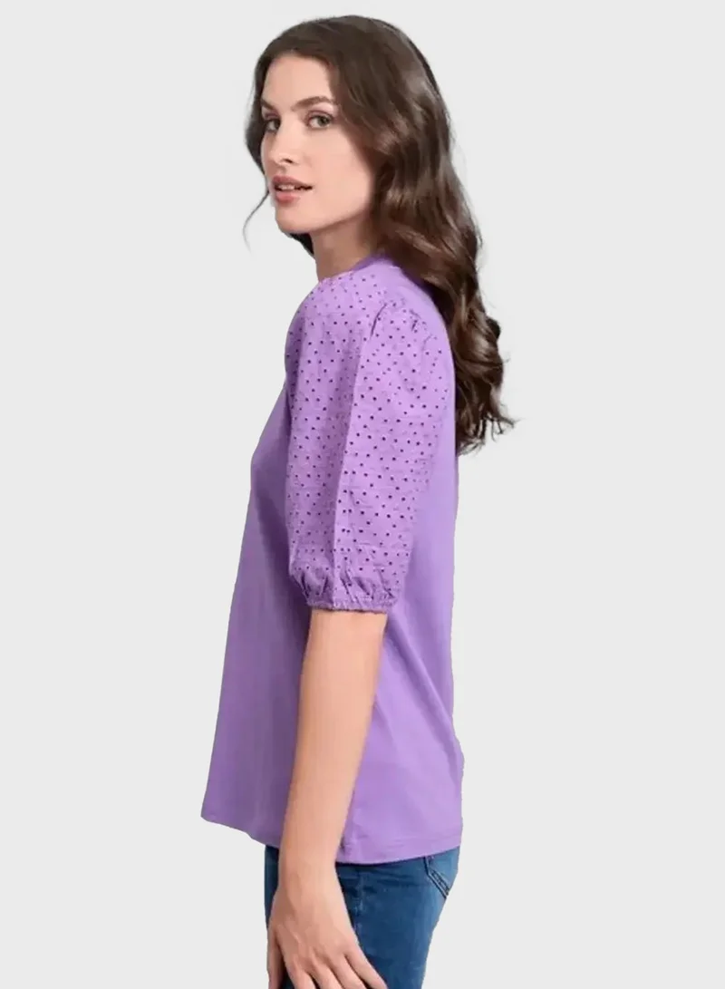 bhpoloclub V-Neck Puff Sleeve T-Shirt