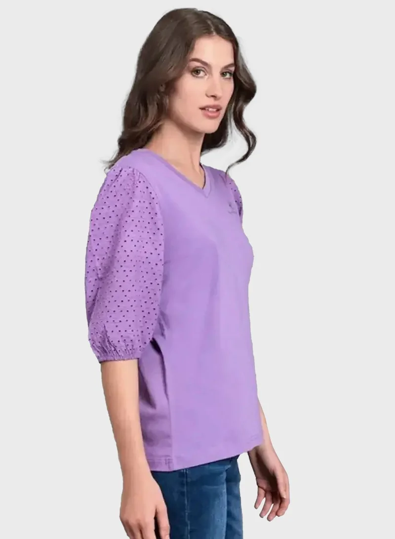 bhpoloclub V-Neck Puff Sleeve T-Shirt