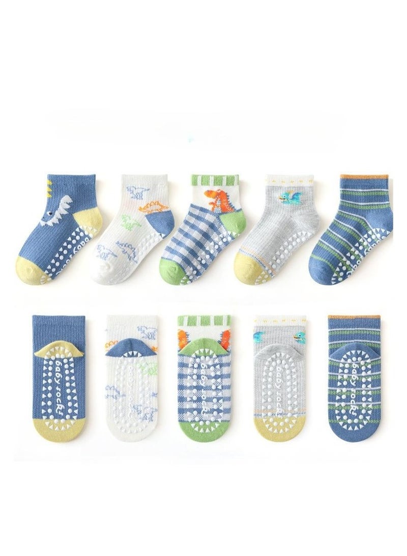 5 Pairs Per Set Children's Instep Mesh Breathable, Sock Anti Slip Design, Cartoon Short Socks  - Image 1