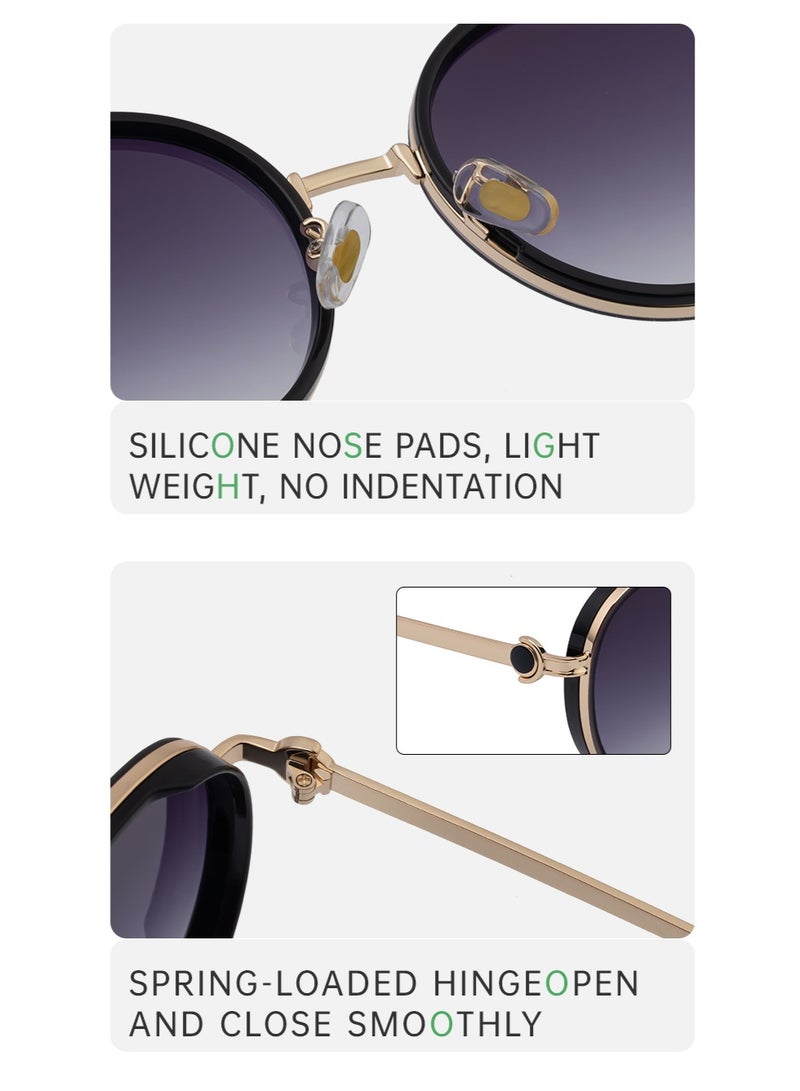 Retro Round Sunglasses for Women - 100% UV Protection Luxury Gold Metal Frame Shades, Vintage Gradient Lens Eyewear for Daily & Travel - Image 5