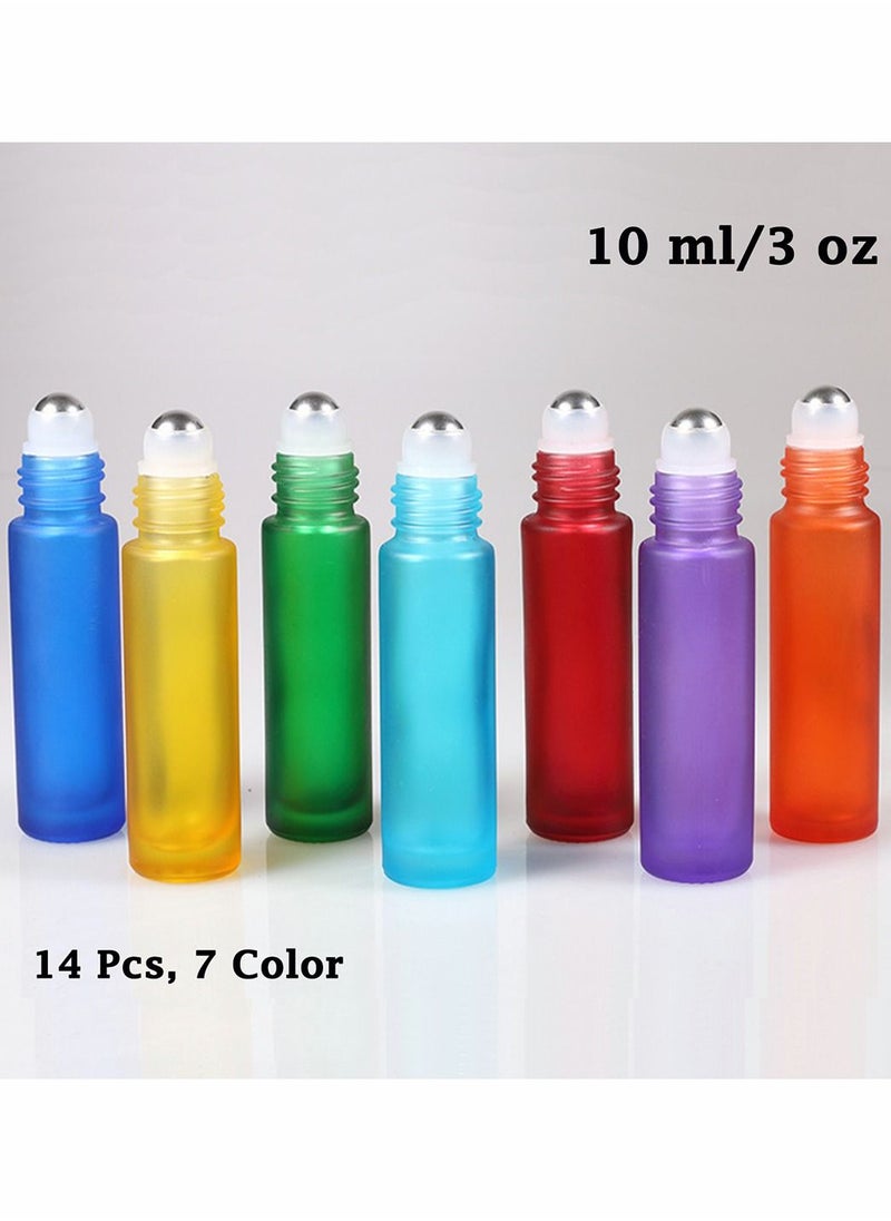 Excefore - Frosted Roll on Bottles, Thick Glass Massage Roller Bottles Tube, for Vials Containers for Essential Oils, Aromatherapy, Perfumes and Lip Balms, 14Pcs(10ml/3oz) - Image 1
