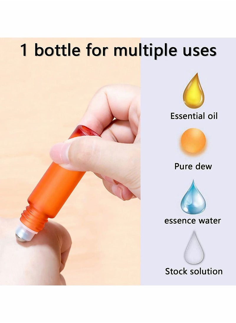 Excefore - Frosted Roll on Bottles, Thick Glass Massage Roller Bottles Tube, for Vials Containers for Essential Oils, Aromatherapy, Perfumes and Lip Balms, 14Pcs(10ml/3oz) - Image 1