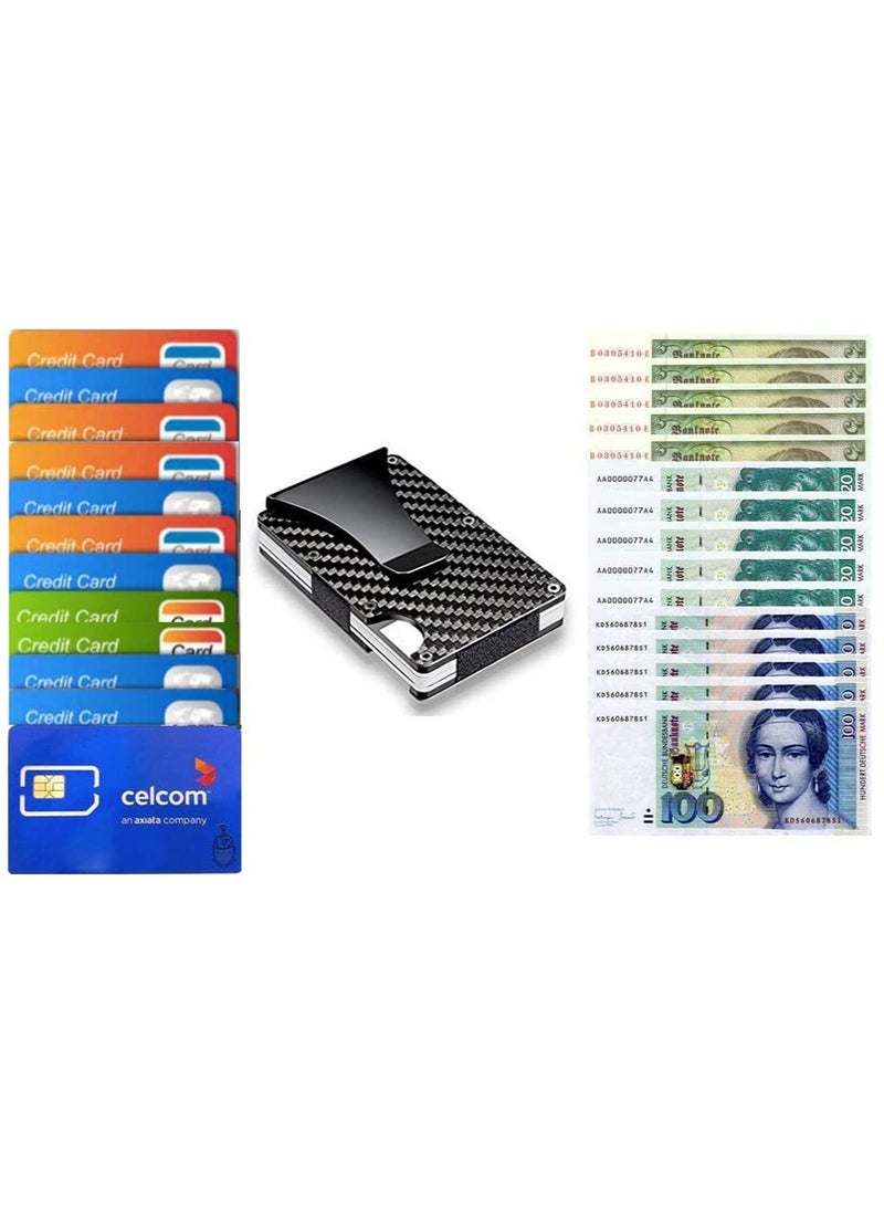 SYOSI Metal Wallet Carbon Fiber Credit Card Holder with Metal Money Clip NFC RFID Blocking Slim Metal Wallet Purse for Men  - Image 4