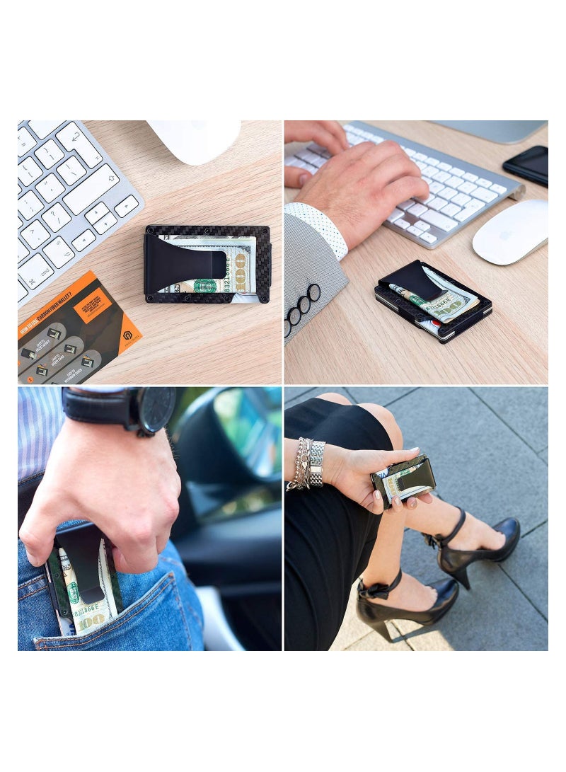 SYOSI Metal Wallet Carbon Fiber Credit Card Holder with Metal Money Clip NFC RFID Blocking Slim Metal Wallet Purse for Men  - Image 5