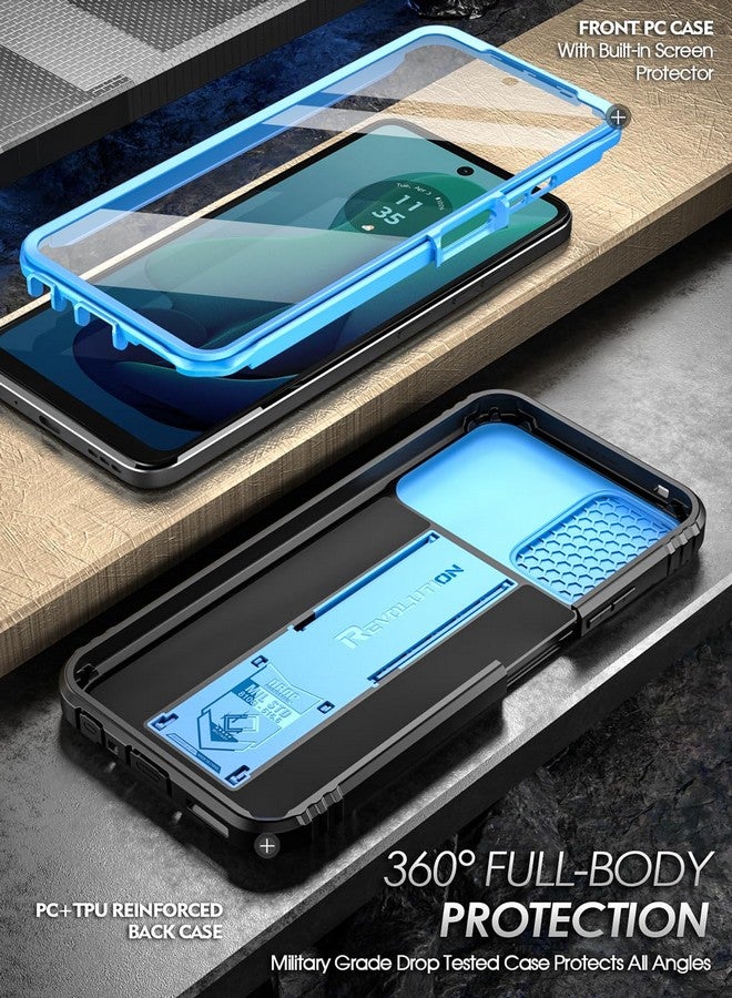 POETIC Poetic Revolution Case for Motorola Moto G 5G 2024, [Slide Camera Cover],Full-Body Military Grade Rugged Shockproof Cover with Kickstand and Built-in-Screen Protector, Light Blue  - Image 2