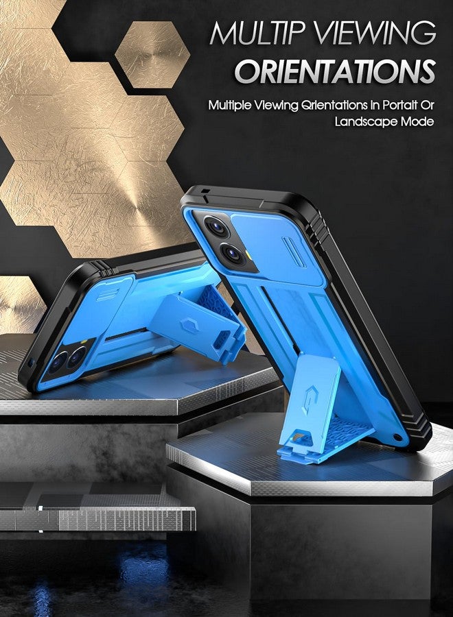 POETIC Poetic Revolution Case for Motorola Moto G 5G 2024, [Slide Camera Cover],Full-Body Military Grade Rugged Shockproof Cover with Kickstand and Built-in-Screen Protector, Light Blue  - Image 3