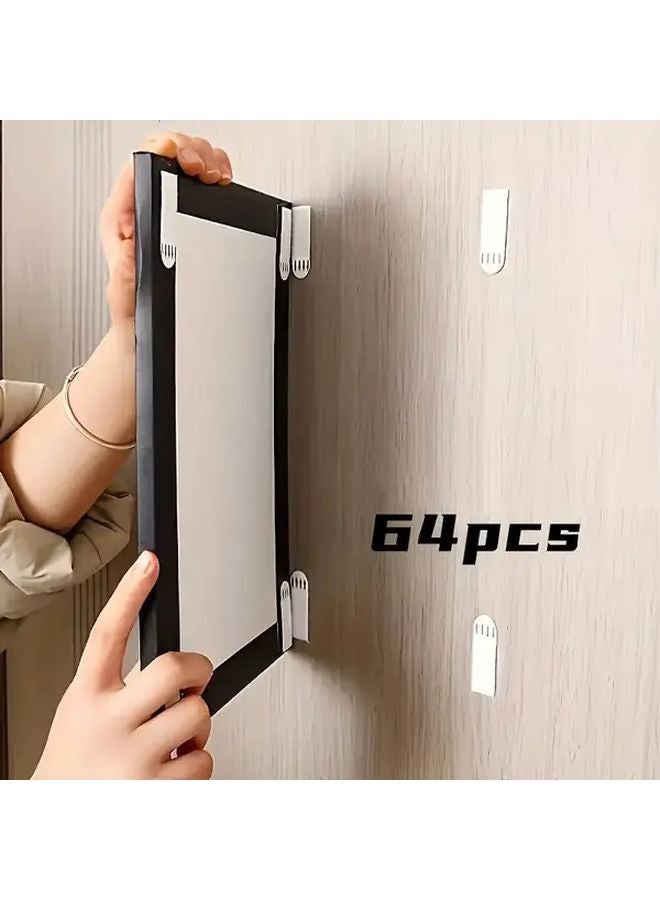 White Damage Free Wall Hooks 64pcs Double Sided Detachable Waterproof - Image 2