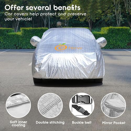 Enew Car Cover for Hyundai SANTRO XING Textured Waterproof Cover with Triple Stitching - Ultimate Body & Mirror Protection, UV Resistant, Dustproof, Without Antenna Pockets (Silver Look) - Image 3