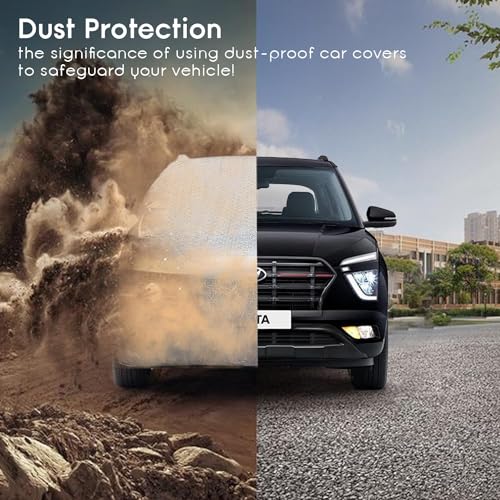 Enew Car Cover for Hyundai SANTRO XING Textured Waterproof Cover with Triple Stitching - Ultimate Body & Mirror Protection, UV Resistant, Dustproof, Without Antenna Pockets (Silver Look) - Image 5
