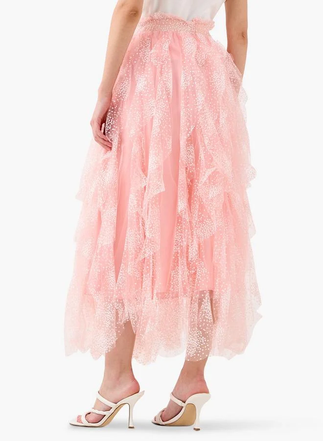 2Xtremz 2Xtremz Embellished Ruffled Skirt with Paperbag Hem