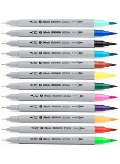 Masis Double Tip Brush Pen Fineliner and Brush Tips 12 Pack  - Image 1