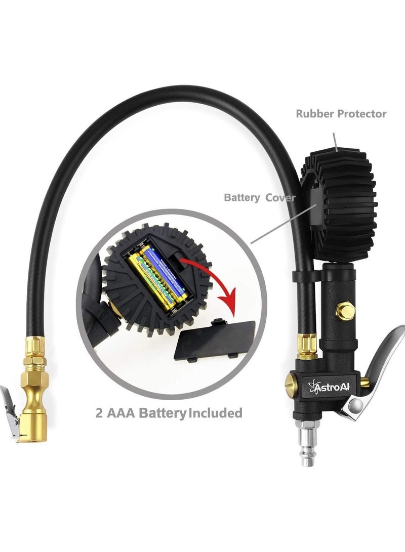 Tyre Inflator, Digital Tire Inflator with Pressure Gauge, 250 PSI Air Chuck and Compressor Accessories Heavy Duty with Rubber Hose and Quick Connect Coupler for Car,Truck, Motorcycle - Image 4