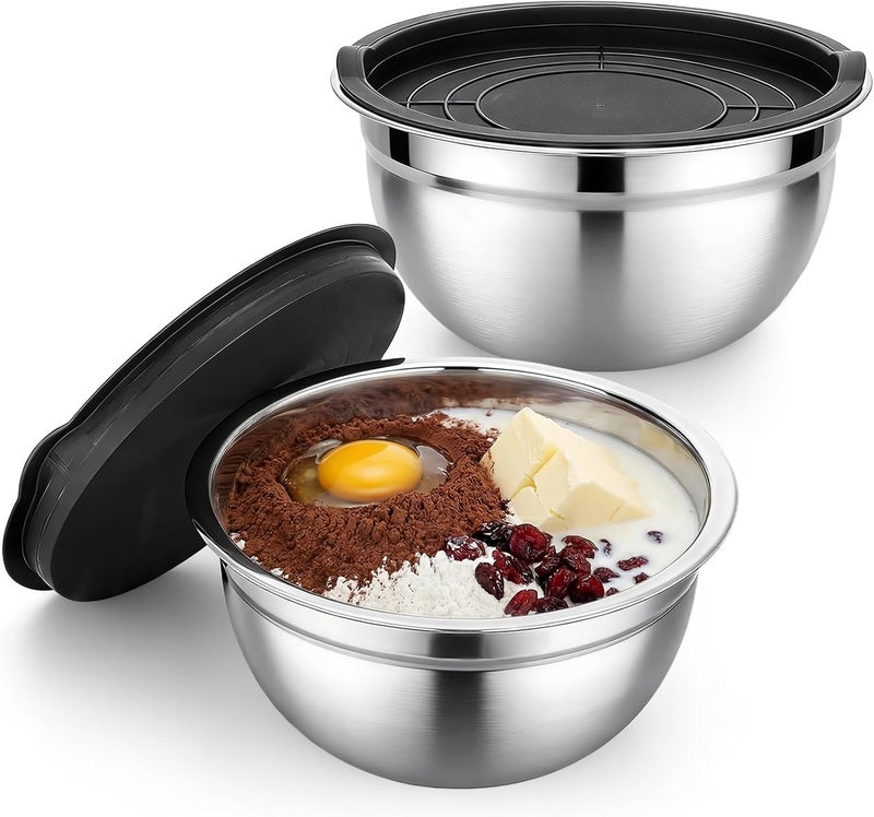 Beasea Mixing Bowls with Lids, 2 Pack 1.5 QT Small Stainless Steel Mixing Bowls with Airtight Lids, Nesting Metal Bowl Set for Kitchen, Baking, Prepping, Serving, Cooking - Image 1