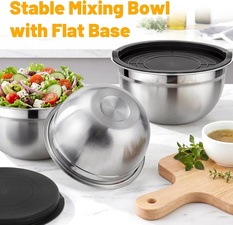 Beasea Mixing Bowls with Lids, 2 Pack 1.5 QT Small Stainless Steel Mixing Bowls with Airtight Lids, Nesting Metal Bowl Set for Kitchen, Baking, Prepping, Serving, Cooking - Image 5