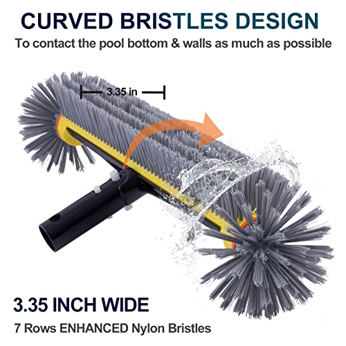 POOLAZA 360 Degree Pool Brush - Heavy Duty, Premium Bristle & Aluminum Handle for Inground & Above-Ground Pools - Image 3