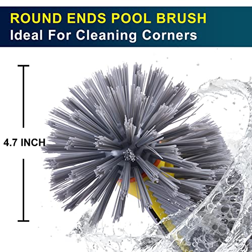 POOLAZA 360 Degree Pool Brush - Heavy Duty, Premium Bristle & Aluminum Handle for Inground & Above-Ground Pools - Image 2
