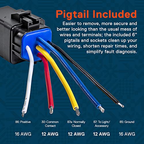 ONLINE LED STORE True MODS 5 Pack 5-Pin 12V Bosch Style Waterproof Relay Kit [Harness Socket] [12 AWG Hot Wires] [SPDT] [30/40 Amp] 12 Volt Automotive Marine Relays for Boats Auto Fan Cars - Image 4